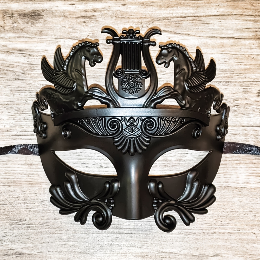 Unisex SVETLANA Gladiator Goddess Mardi Gras Wedding Masquerade Ball Black Mask - Picture 2 of 2